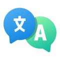 Language translation flat icon. Chat bubbles Translate service vector illustration