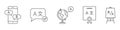 Language Translation And Learning Icon Set. Multilingual Communication, Global Language Education, And Certification Royalty Free Stock Photo