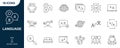 Language And Translation Line Icon Set. Global Communication And Multilingual Learning Outline Symbols. Editable Stroke Royalty Free Stock Photo