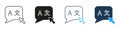 Language Translation Online Chat Line And Solid Icon Set. Includes Speech Bubble And Cursor Symbol Collection. Isolated Royalty Free Stock Photo