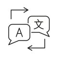 Language Translation Speech Bubbles Icon. Multilingual Communication And Interpretation Outline Symbol. Translation Royalty Free Stock Photo