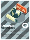 Languages color isometric poster Royalty Free Stock Photo