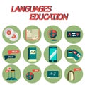 Languages education flat icon set