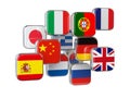 Languages translationor online translator concept. Flags isolate Royalty Free Stock Photo