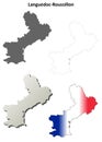 Languedoc-Roussillon blank outline map set