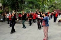 Langzhong, China: Women Dancing in Unisom Royalty Free Stock Photo