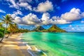 Lanikai beach hawaii. generated using AI. Royalty Free Stock Photo