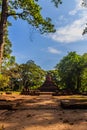 Lanka style ruins pagoda of Wat Mahathat temple in Muang Kao Historical Park, the ancient city of Phichit, Thailand. This tourist Royalty Free Stock Photo