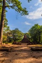Lanka style ruins pagoda of Wat Mahathat temple in Muang Kao Historical Park, the ancient city of Phichit, Thailand. This tourist Royalty Free Stock Photo