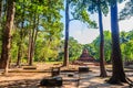 Lanka style ruins pagoda of Wat Mahathat temple in Muang Kao Historical Park, the ancient city of Phichit, Thailand. This tourist Royalty Free Stock Photo