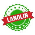 LANOLIN text on red green ribbon stamp Royalty Free Stock Photo