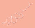 Lanosterol molecule. Investigated for treatment of cataract. Skeletal formula. Royalty Free Stock Photo