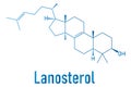 Lanosterol molecule. Investigated for treatment of cataract. Skeletal formula. Royalty Free Stock Photo