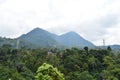 Lanscape beautri green leaf and two maountain panoramic from pangalengan bandung Royalty Free Stock Photo