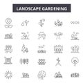 Lanscape gardening line icons, signs, vector set, outline illustration concept Royalty Free Stock Photo