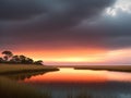 Coastal marshes Use leading lines and symmetry made with generative ai