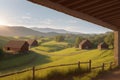 Rural farmhouses Incorporate a foreground element made with generative ai