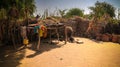 Lanscape with Mataya village of sara tribe people, Guera, Chad