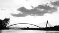 Lanscape view of Lakeside Putrajaya in black and white