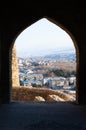 Lanscape view look from gate of ancient Gori fortress ,Georgia, Caucasus, Europe Royalty Free Stock Photo