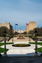 Lansing MI - May 6, 2023: Capital complex from the steps of the Michigan Capitol Building