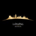 Lansing Michigan city silhouette black background Royalty Free Stock Photo