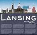 Lansing Michigan City Skyline with Color Buildings, Blue Sky and Copy Space Royalty Free Stock Photo