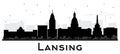 Lansing Michigan City Skyline Silhouette with Black Buildings Isolated on White