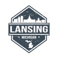 Lansing Michigan Travel Stamp Icon Skyline City Design Tourism