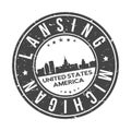 Lansing Michigan USA Stamp Logo Icon Symbol Design Skyline City. Royalty Free Stock Photo