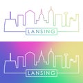 Lansing skyline. Colorful linear style.