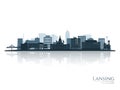 Lansing skyline silhouette with reflection. Royalty Free Stock Photo