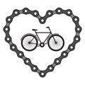 Heart shaped bicycle chain with a bicycle inside Royalty Free Stock Photo