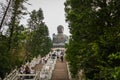 Lantau Island, Hong Kong april 2018: Tourists walk up 268 steps to see Tian Tan Buddha, also known as the Big Buddha Royalty Free Stock Photo