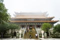 Exterior Facade Of Po Lin Monastery On A Foggy Day. Po Lin Monastery Is The Most Important Buddhist Monastery In Hong Kong.