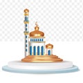 Crescent Moon,lantern and Mosque icon 3d for the Background of Ramadan Kareem.islamic poster,card,banner Vector illustration