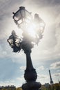 Lantern on Alexander's third bridge in Paris Royalty Free Stock Photo