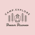 lantern camp explore line art logo vector symbol illustration design Royalty Free Stock Photo