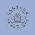 lantern camp night line art logo vector symbol illustration design Royalty Free Stock Photo