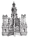 Lantern from Chambord Castle, vintage engraving Royalty Free Stock Photo