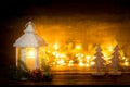 Lantern. Christmas decorations with lantern. Christmas greeting card