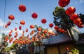 Lantern decoration on the highway in front of the Hok Tek Bio Temple in Salatiga City