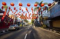 Lantern decoration on the highway in front of the Hok Tek Bio Temple in Salatiga City