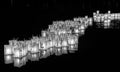 Lantern floating on green lake park for memorial of Hiroshima,Wa,usa..