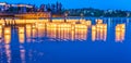 Lantern floating on green lake park for memorial of Hiroshima,Wa,usa..