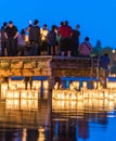Lantern floating on green lake park for memorial of Hiroshima,Wa,usa..