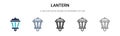 Lantern icon in filled, thin line, outline and stroke style. Vector illustration of two colored and black lantern vector icons Royalty Free Stock Photo