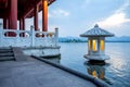 Lantern on a lake in Royal Wharf in Wenying Park, Hangzhou, China