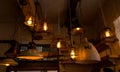 Lantern lamps hanging at restaurant