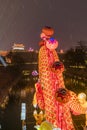 Lantern and lighting show at south gate of ancient city wall for celebrate Chinese spring festival,xi`an, shaanxi, china